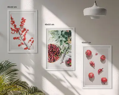 Fali dekorációs képkészlet minimalista piros növényi gyümölcsök