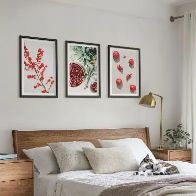 Fali dekorációs képkészlet minimalista piros növényi gyümölcsök