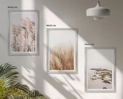 Fali dekoráció kép készlet pampafüves mezők és bohém strand mintával