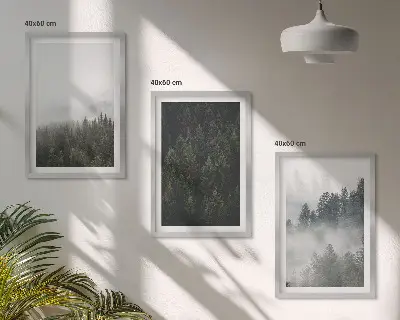 Keretezett képszett zöld erdők köd természet témájú kivitelben hálószobába