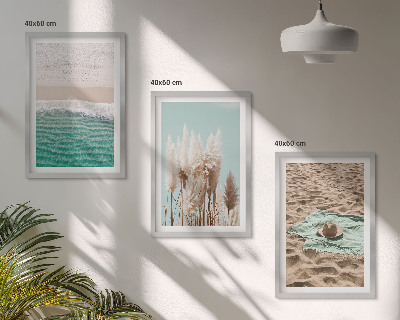Keretezett kép szett hálószobába Strandhullámos fűkalap