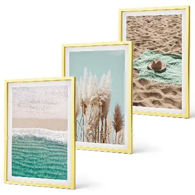 Strandhullámos fűkalap keretezett képszett hálószobába