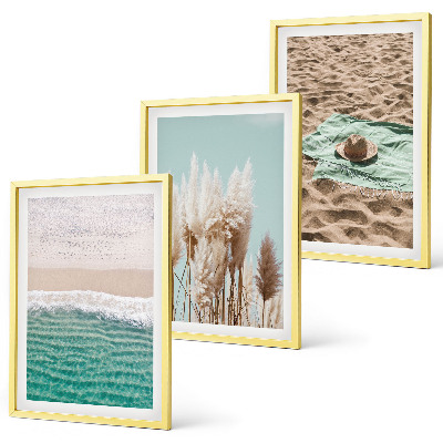 Keretezett kép szett hálószobába Strandhullámos fűkalap