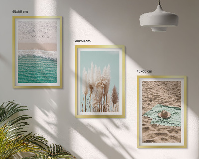 Keretezett kép szett hálószobába Strandhullámos fűkalap