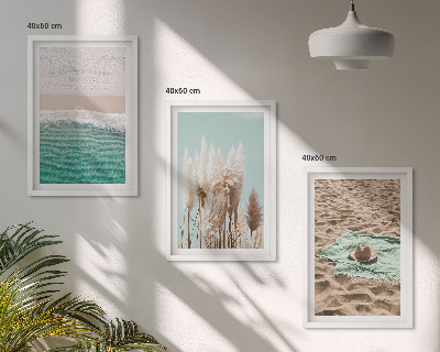 Keretezett kép szett hálószobába Strandhullámos fűkalap