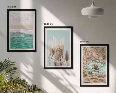 Keretezett kép szett hálószobába Strandhullámos fűkalap
