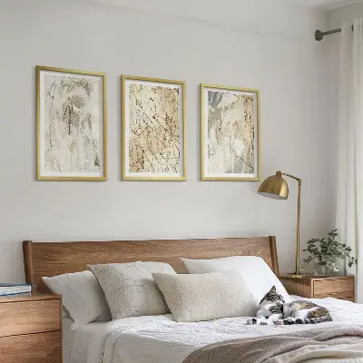 Keretezett képszett hálószobába absztrakt mintás bézs és szürke kivitelben