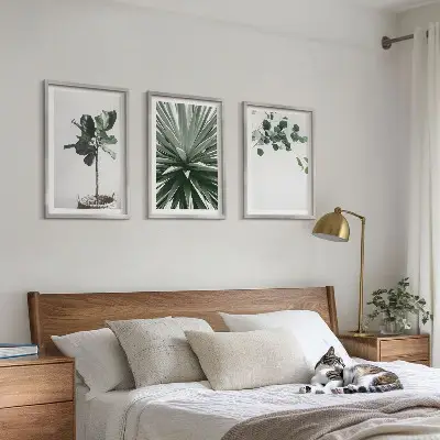 Fali dekorációs képkészlet zöld növények minimalista stílusban