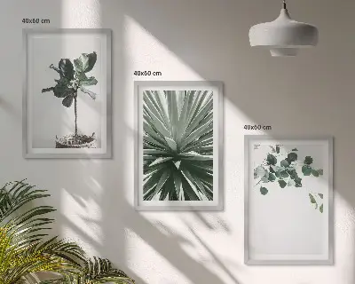 Fali dekorációs képkészlet zöld növények minimalista stílusban