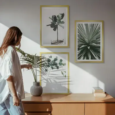 Fali dekorációs képkészlet zöld növények minimalista stílusban