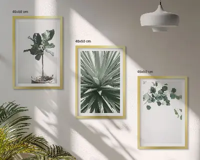 Fali dekorációs képkészlet zöld növények minimalista stílusban