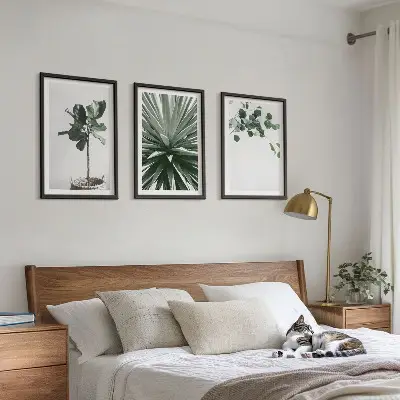 Fali dekorációs képkészlet zöld növények minimalista stílusban