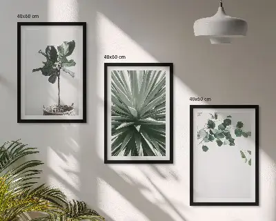 Fali dekorációs képkészlet zöld növények minimalista stílusban