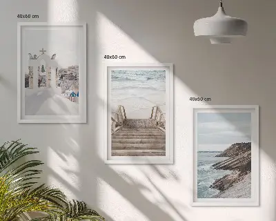Santorini tenger építészete keretezett képszett hálószobába