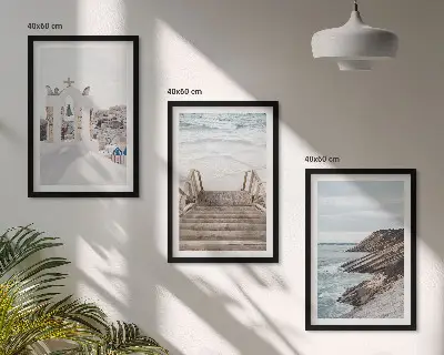 Santorini tenger építészete keretezett képszett hálószobába