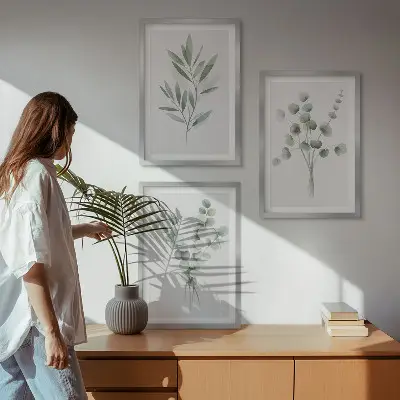 Fali dekorációs képszett zöld növényi mintás kivitelben