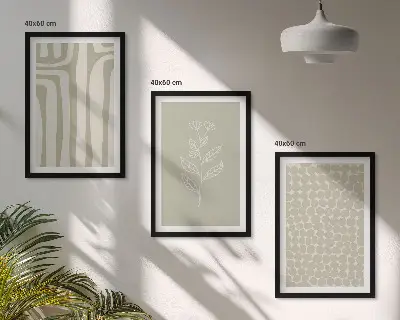 Geometrikus növényi mintás képszett keretezett fali dekoráció hálószobába