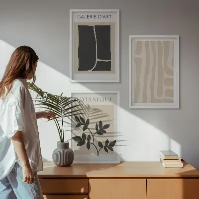 Absztrakt növényi formák kép szett keretezett kivitel hálószobába