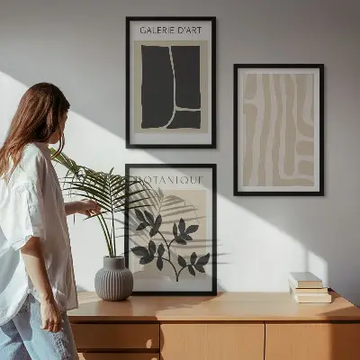 Absztrakt növényi formák kép szett keretezett kivitel hálószobába