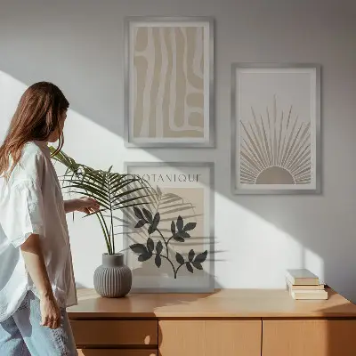 Absztrakt növényi mintás képszett keretezett kép hálószobába