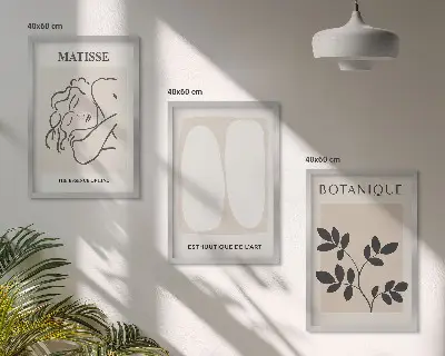 Keretezett képszett hálószobába Matisse stílusú növényábrázolásokkal