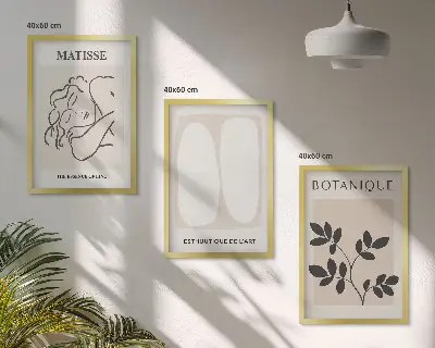 Keretezett képszett hálószobába Matisse stílusú növényábrázolásokkal