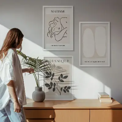 Keretezett képszett hálószobába Matisse stílusú növényábrázolásokkal