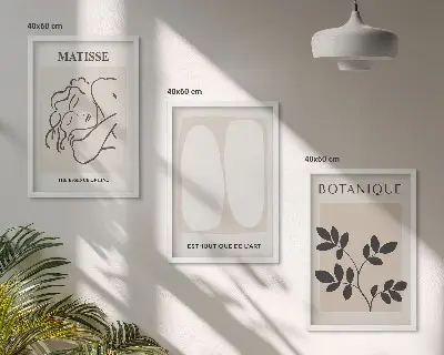 Keretezett képszett hálószobába Matisse stílusú növényábrázolásokkal