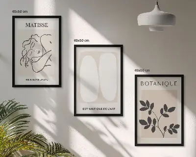 Keretezett képszett hálószobába Matisse stílusú növényábrázolásokkal