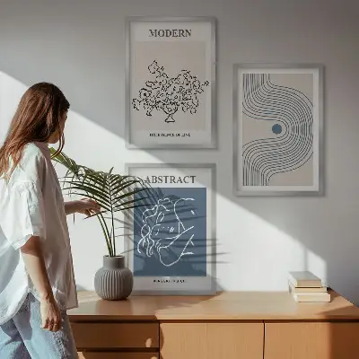 Absztrakt virágmintás plakát szett keretezett kép hálószobába