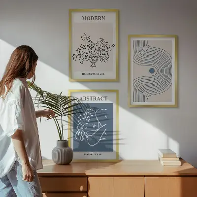 Absztrakt virágmintás plakát szett keretezett kép hálószobába