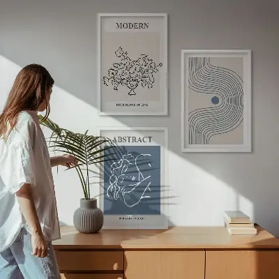 Absztrakt virágmintás plakát szett keretezett kép hálószobába