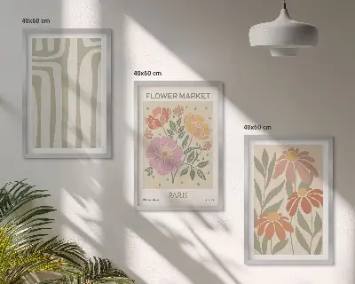 Botanikai mintás képkeretes szett hálószobába párizsi minimalista stílusban