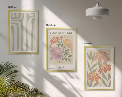 Botanikai mintás képkeretes szett hálószobába párizsi minimalista stílusban