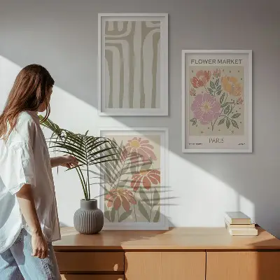 Botanikai mintás képkeretes szett hálószobába párizsi minimalista stílusban