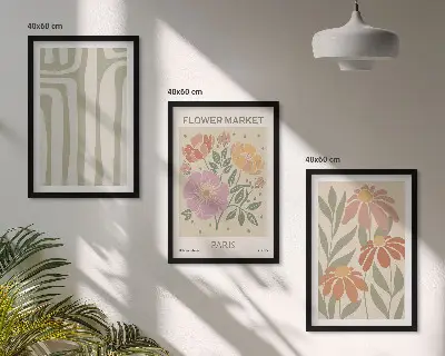 Botanikai mintás képkeretes szett hálószobába párizsi minimalista stílusban