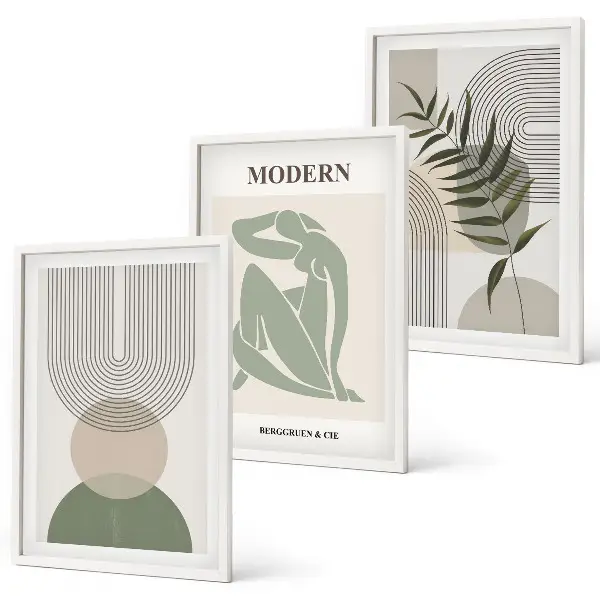 Fali dekorációs képszett stílusos növényi grafikákkal