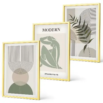 Fali dekorációs képszett stílusos növényi grafikákkal