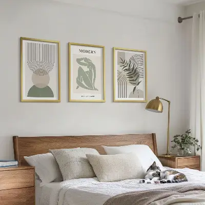 Fali dekorációs képszett stílusos növényi grafikákkal