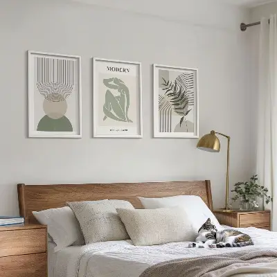 Fali dekorációs képszett stílusos növényi grafikákkal