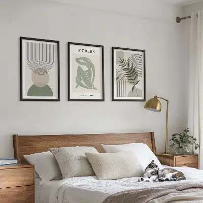 Fali dekorációs képszett stílusos növényi grafikákkal