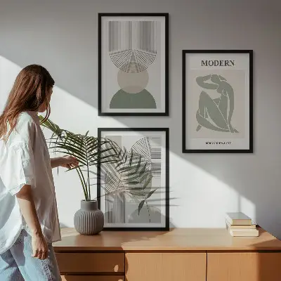 Fali dekorációs képszett stílusos növényi grafikákkal