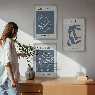 Fali dekorációs képkészlet Matisse stílusú absztrakt mintákkal