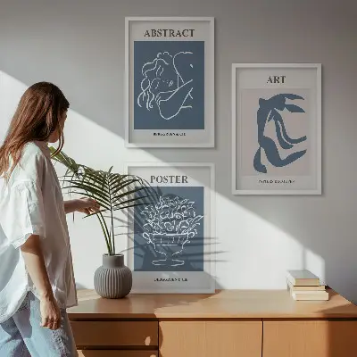 Fali dekorációs képkészlet Matisse stílusú absztrakt mintákkal