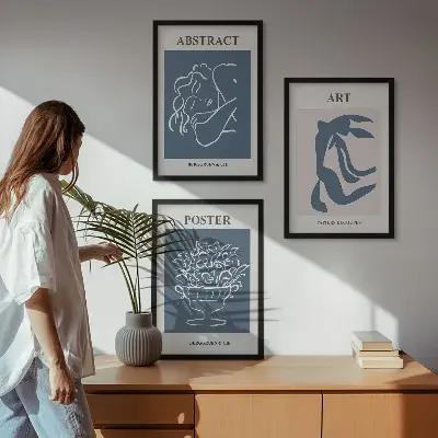 Fali dekorációs képkészlet Matisse stílusú absztrakt mintákkal