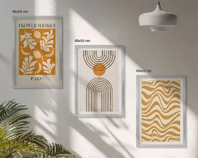 Geometrikus növényi mintás poszter szett keretezett képek hálószobába