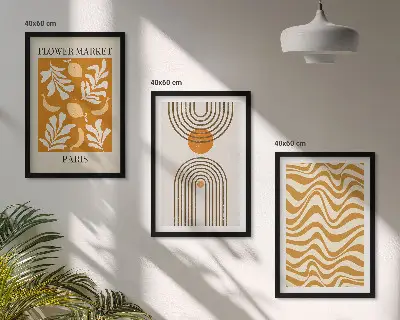 Geometrikus növényi mintás poszter szett keretezett képek hálószobába