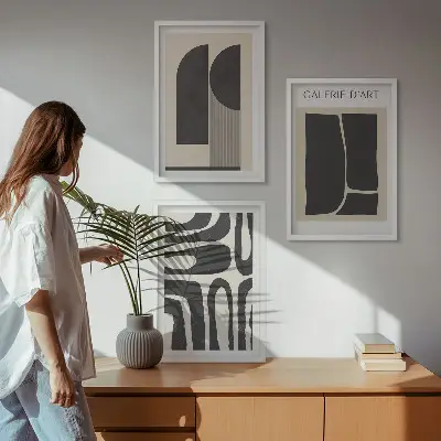 Absztrakt minimalista poszter szett keretezett képek hálószobába