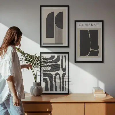 Absztrakt minimalista poszter szett keretezett képek hálószobába