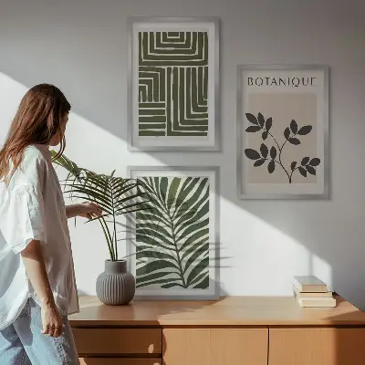 Botanikus bohém minimalista falikép készlet dekoratív falikép szett